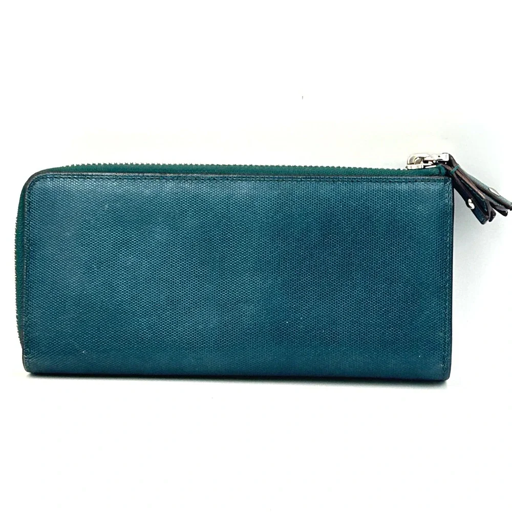 Tumi Zip Around Continental Travel Wallet Womens Leather Teal Lizard Embossed